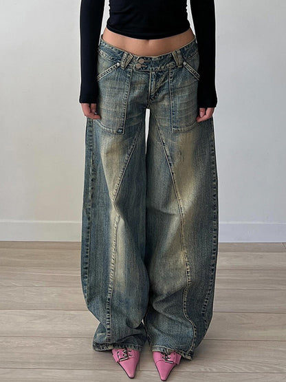 Punk Distressed Onregelmatige Dividing Line Baggy Jeans