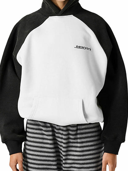 Y2k Solid Color Raglan Sleeve Oversized Hoodie