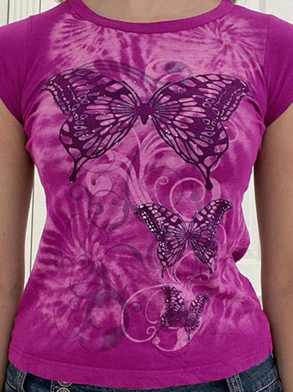 Beetroot Purple Vintage Butterfly Baby Tee