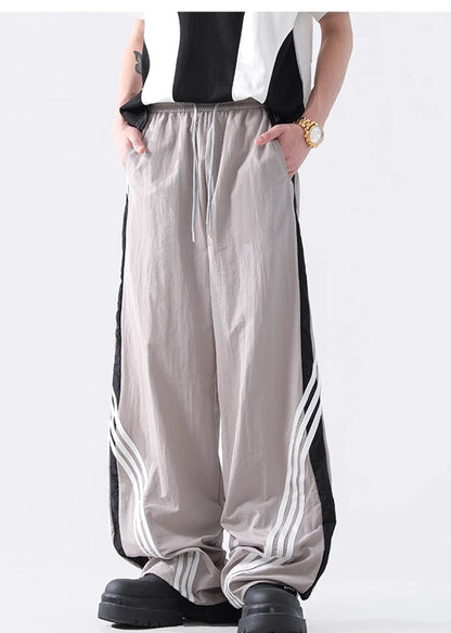 JY Monotone Retro Sport Strip Wide Natural Broek