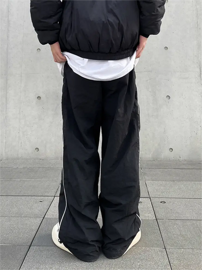 Pantalon de survêtement ample avec cordon de serrage Hip Hop de couleur contrastée pour hommes