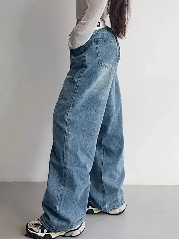 Hip Pop Boyfriend Jeans met gedraaide taille en patchwork