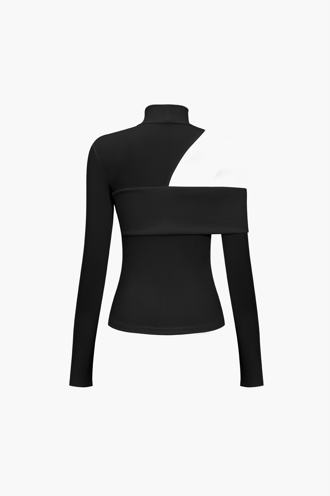 Solid Color Asymmetrical Long-Sleeve Top