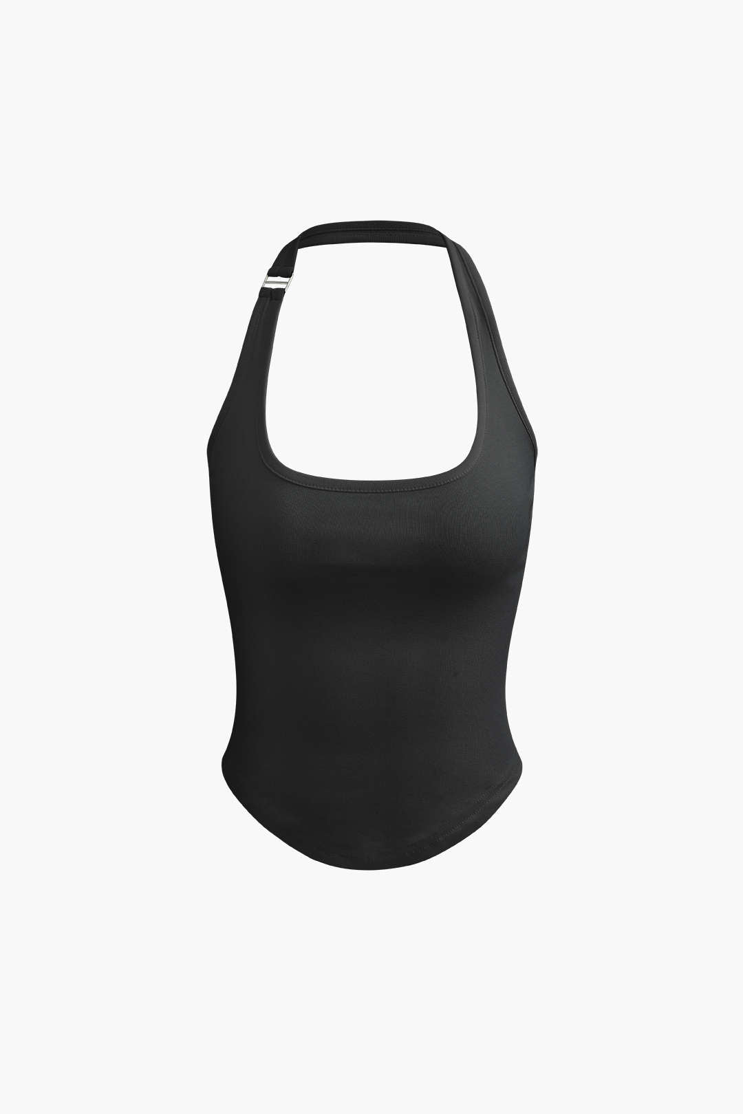 Effen kleur Y2K halter tanktop met gebogen zoom