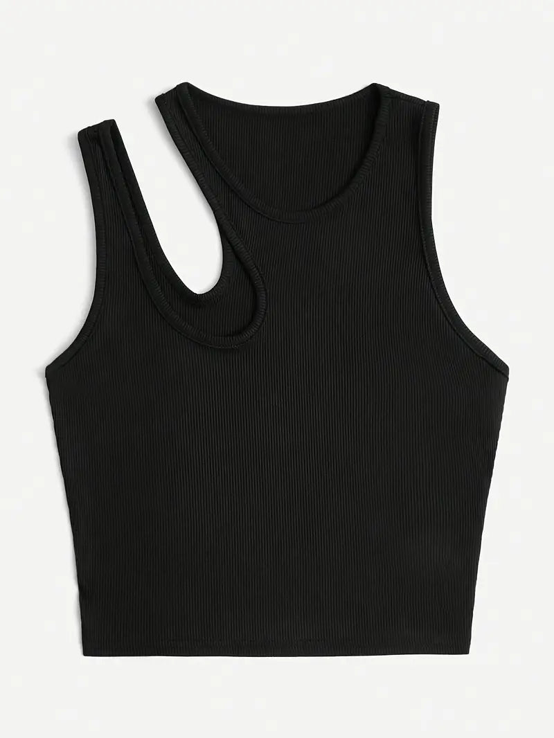 Basic asymmetrische crop-tanktop 