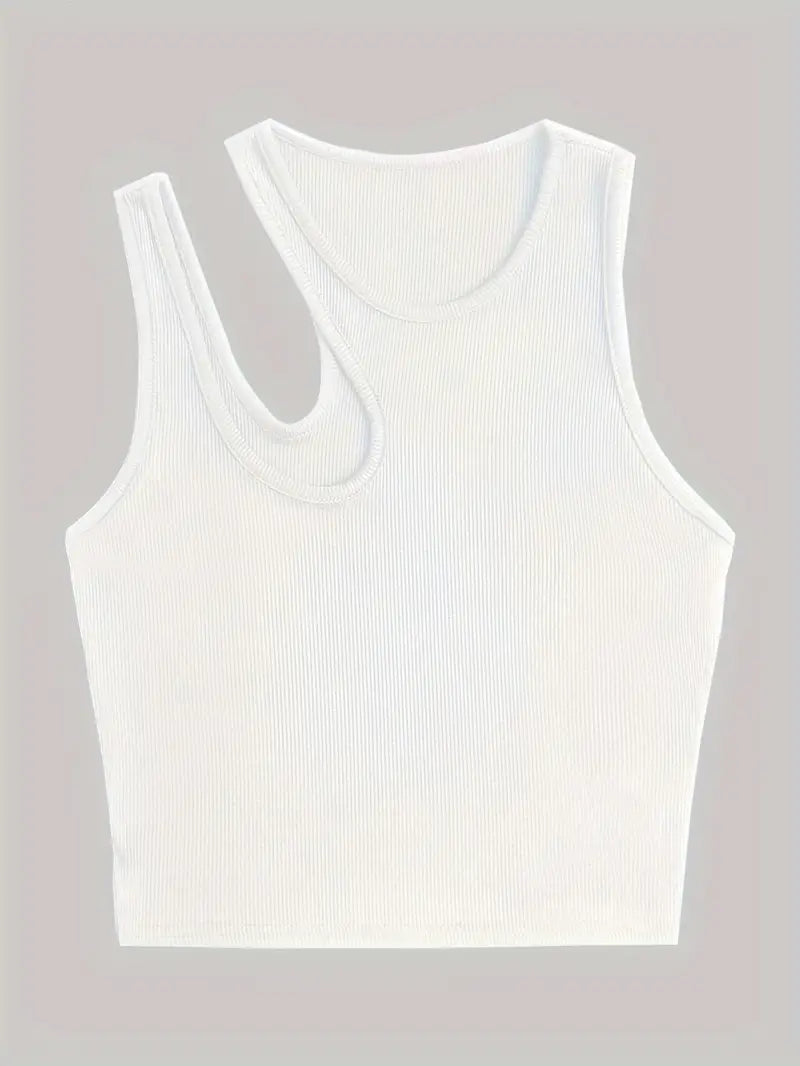 Basic asymmetrische crop-tanktop 