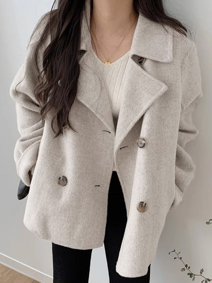 Shawl Collar Double Breasted Loose Coat