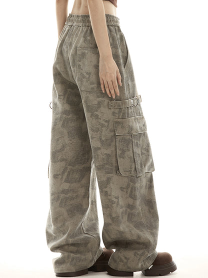 Coffee Vintage Wasteland Camouflage Cargo Pants