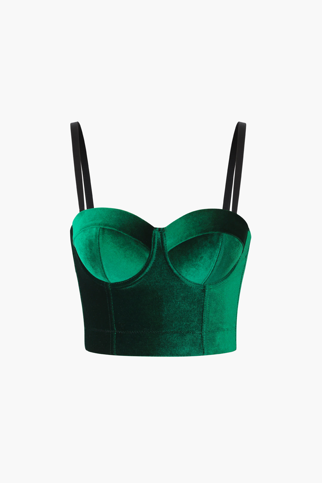 Haut caraco bustier en velours vintage de couleur unie