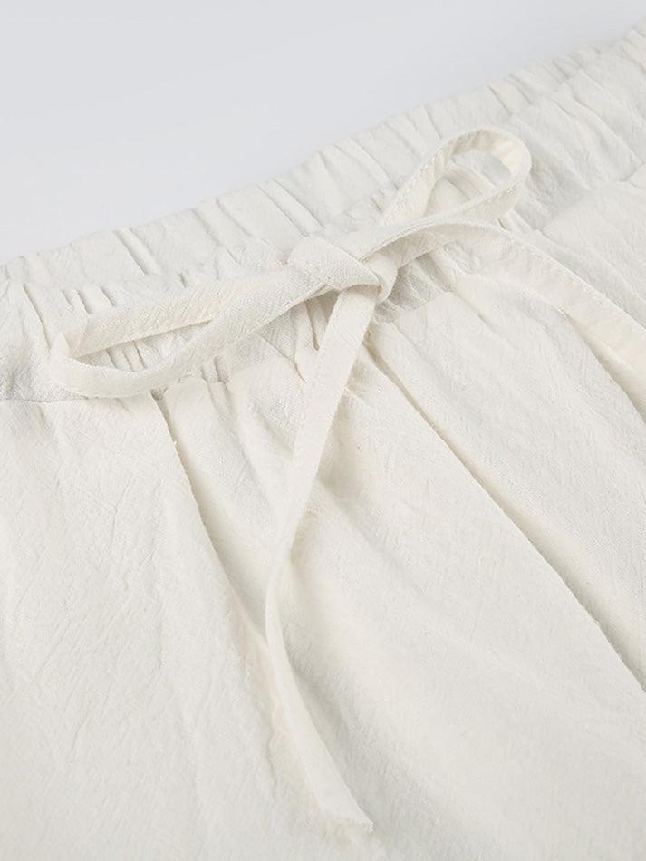 Pantalon droit classique blanc à cordon de serrage