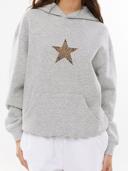 Gray Y2k Star Print Oversized Hoodie