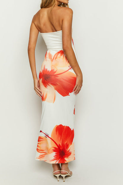 Robe midi fine sans bretelles en cascade florale Sunny Sweet