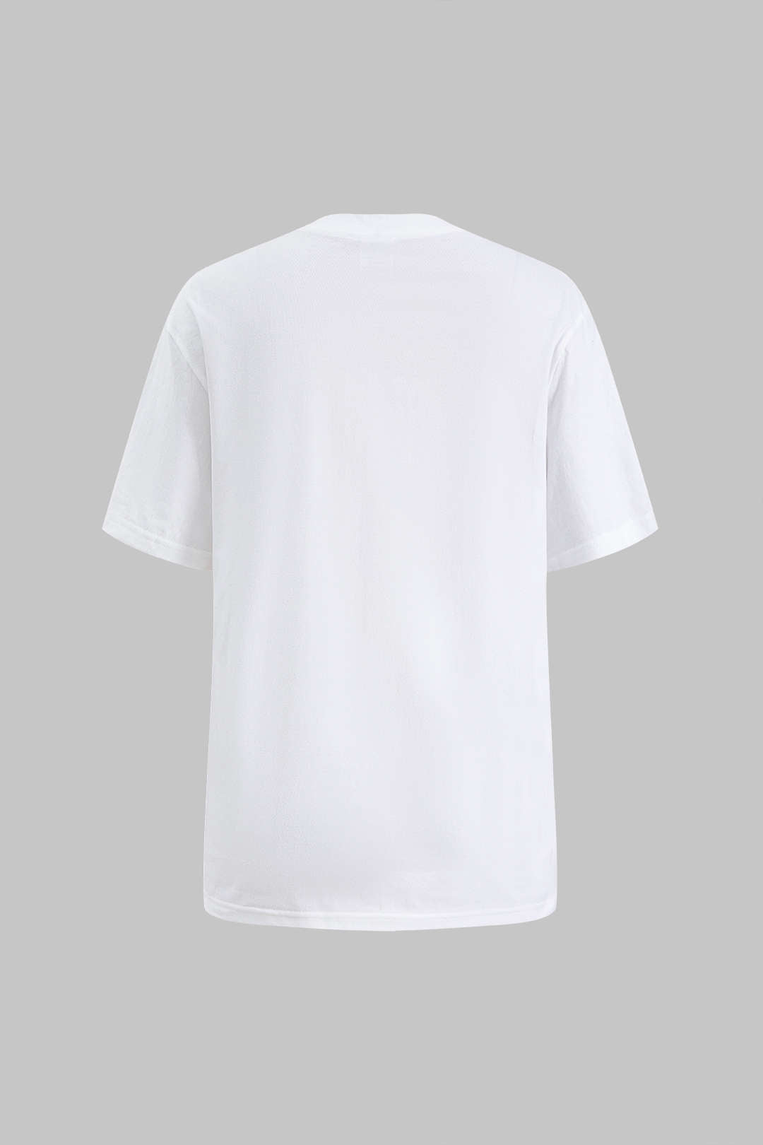 White Y2k Letter Print Round Neck Short Sleeve T-Shirt