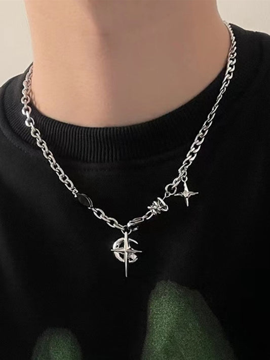 Hip Hop Unisex Gem Star Pendant Necklace