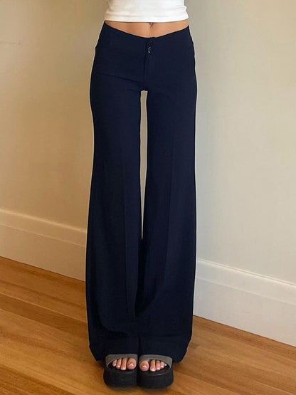 Pantalon droit évasé taille haute vintage