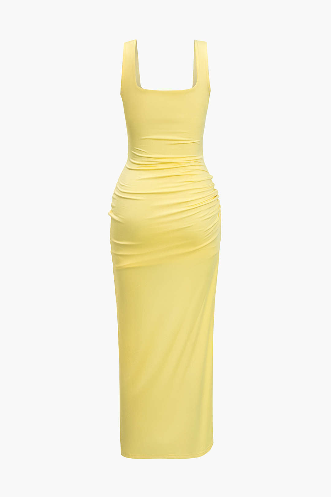 Solid Color Y2k Twist Front Cut Out Slit Midi Dress