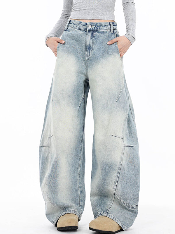 Blue Vintage American Curved Knife Boyfriend Jeans