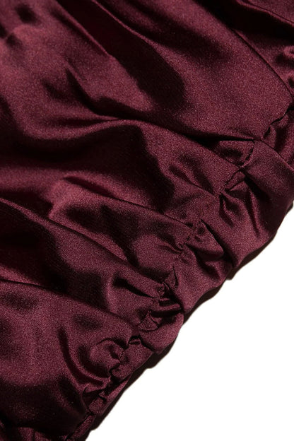 Burgundy Y2k Satin Asymmetrical Sleeveless Mini Dress