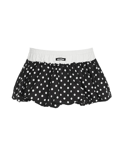 Black Y2k Polka Dot Double Waist Head Design Mini Skirt