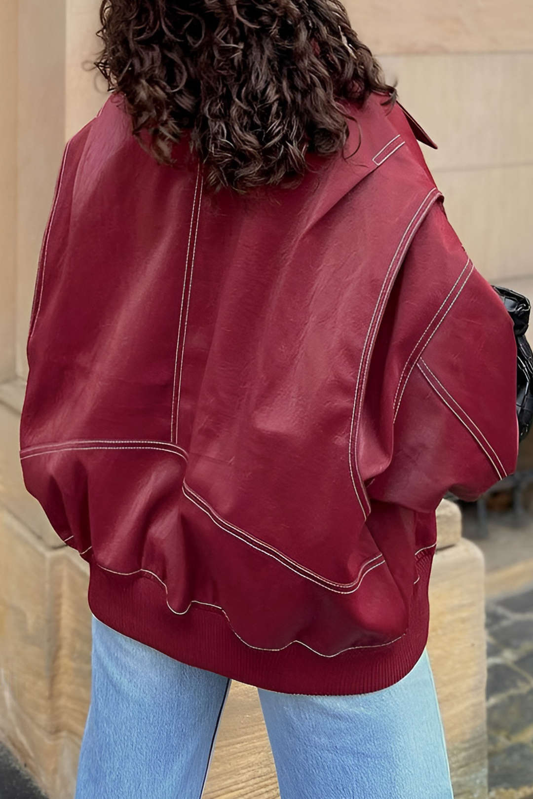 90's Solid Color Collared Zipper Jacket