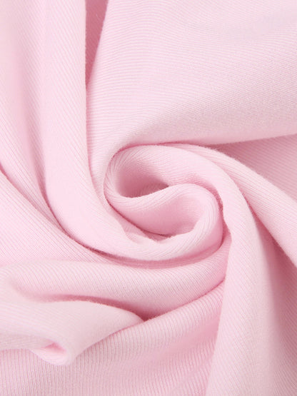Pink Sweet Ruched Ruffled Hem Long Sleeve Slim Mini Dress