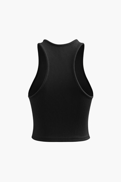 Mouwloze tanktop met ribgebreid naaddetail