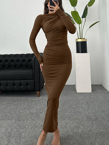 Solid Color Y2k Slim Fit Long Hip Dress