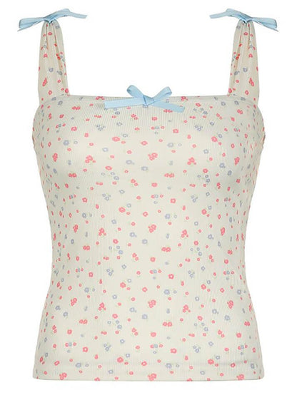 Y2K Cami-tanktop met vlinderdas en bloemen