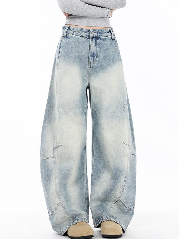 Blue Vintage American Curved Knife Boyfriend Jeans