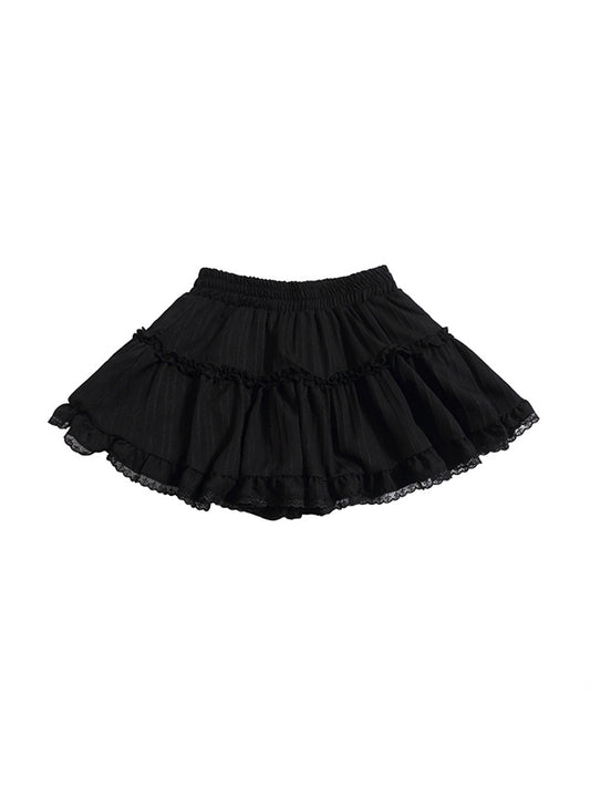 Solid Color Y2k French Ballet Style Puff Cake Mini Skirts