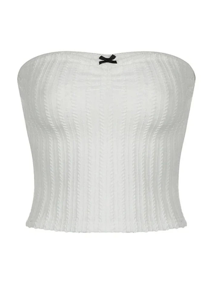 Haut bandeau blanc à nœud texturé French