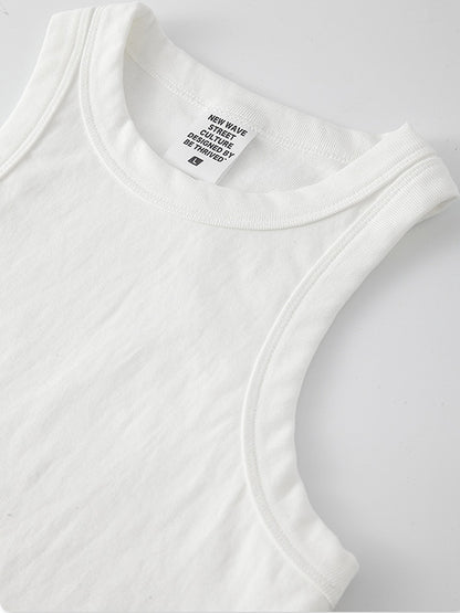 Witte klassieke slanke korte tanktop