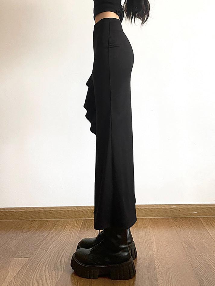 Black Punk High Waist Irregular Split Goth Skirt