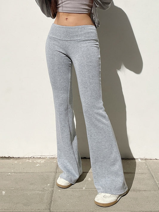 JY grijze vintage broek met lage taille en uitlopende pijpen