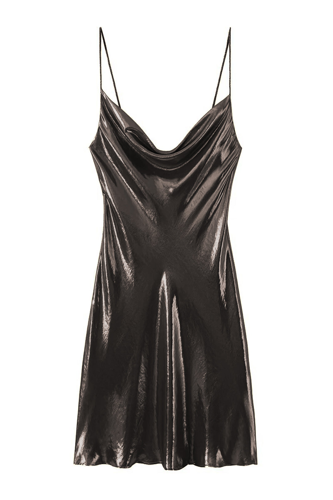 Y2k Metallic Slip Mini Jurk met Kaphals