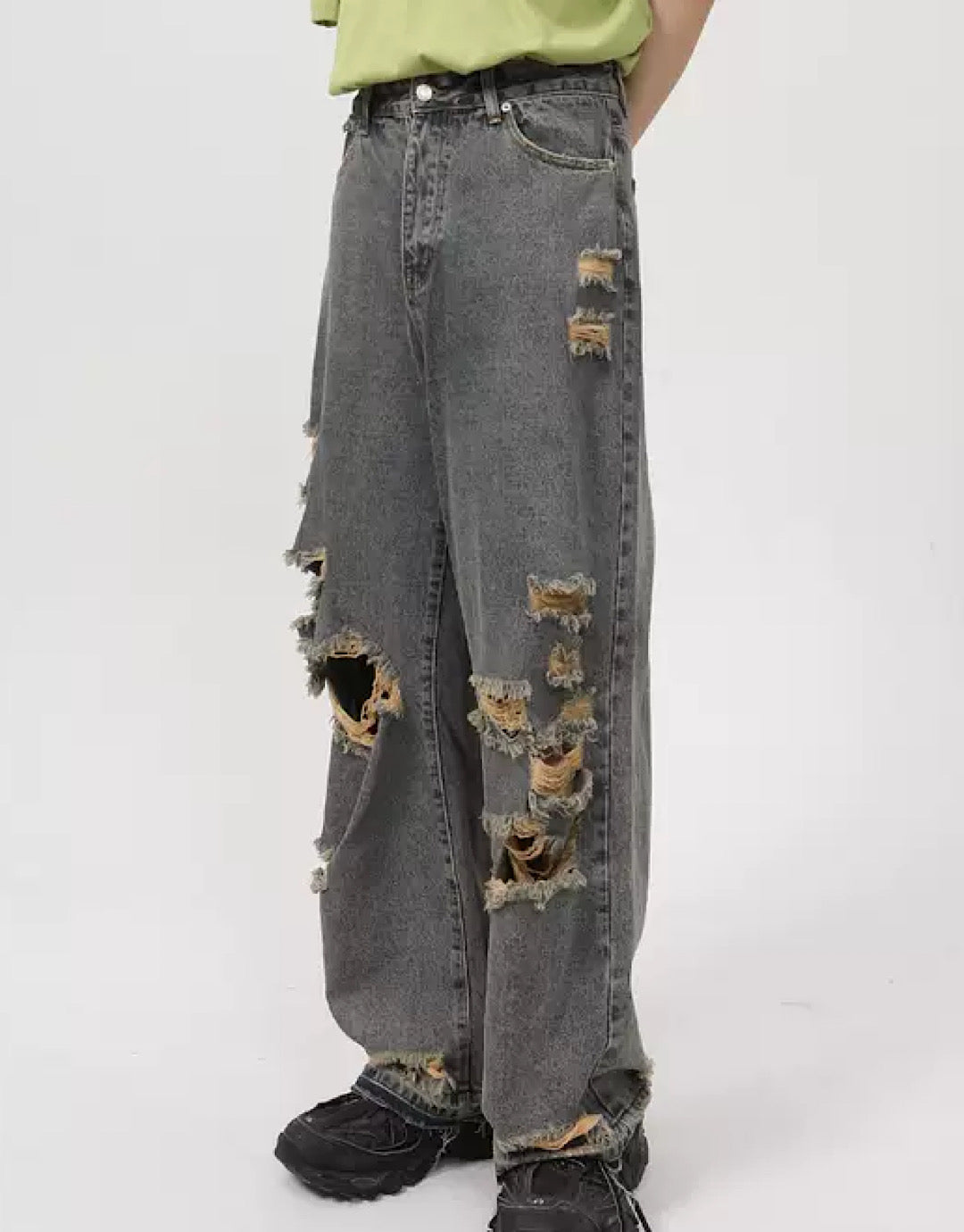 Vuile Punk Hoge Schade Baggy Boyfriend Jeans