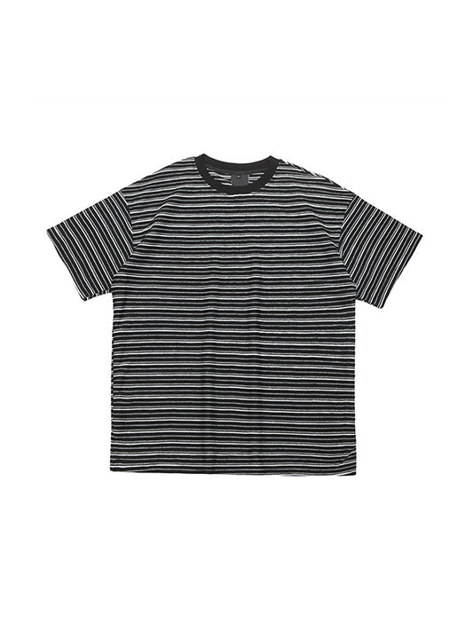 Vintage Striped Print Oversized Short Sleeve Tee