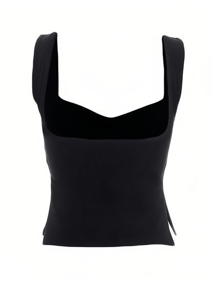 Meerkleurige geplooide mouwloze crop-tanktop met split