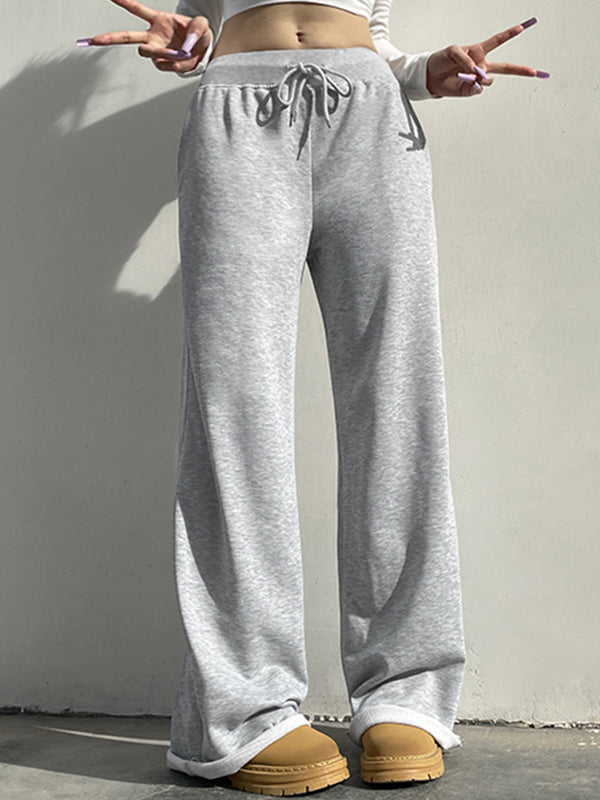 Solid Color 2000s Lace Up Sweatpants