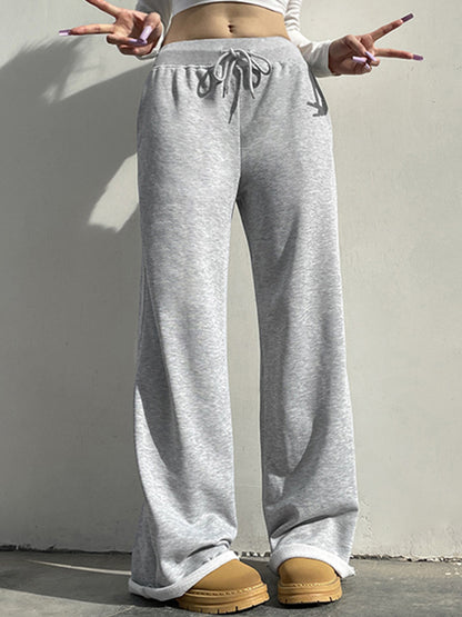 Solid Color 2000s Lace Up Sweatpants