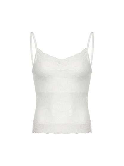 Haut caraco slim en dentelle vintage blanc