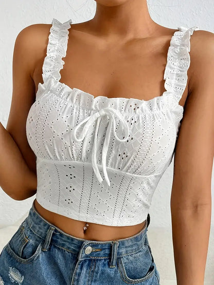 Vintage oogje coquette trim stropdas voor crop cami top 