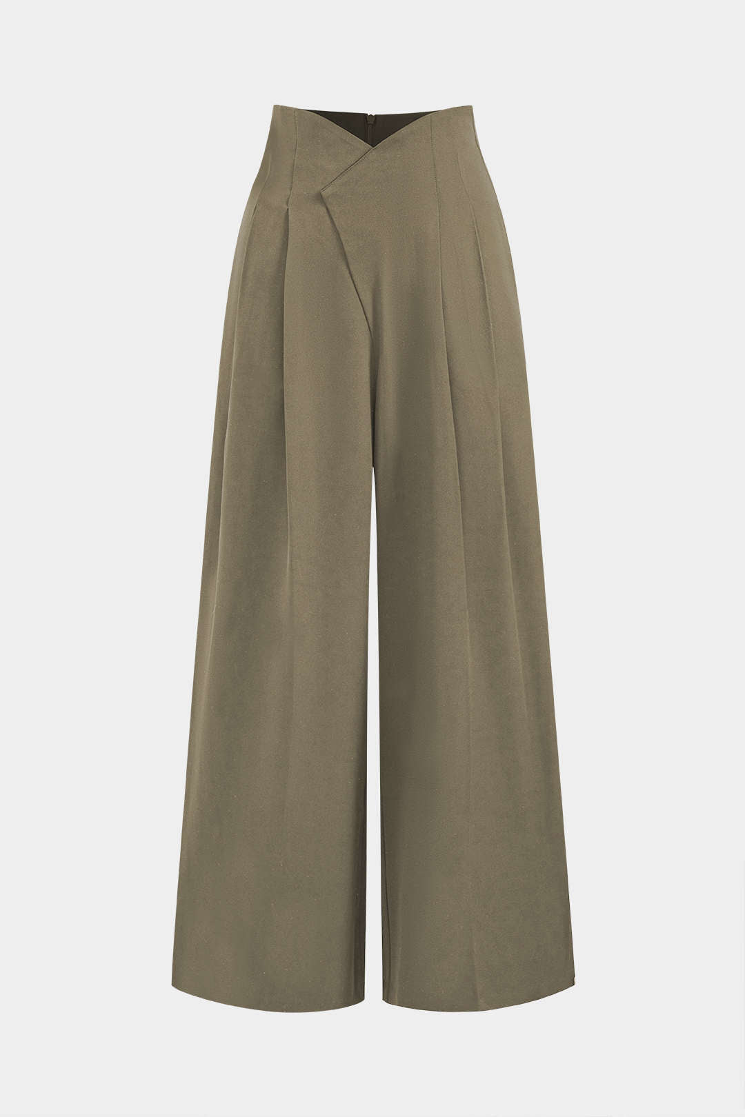 Solid Color 2000s Pleated Asymmetrical Wide Leg Trousers