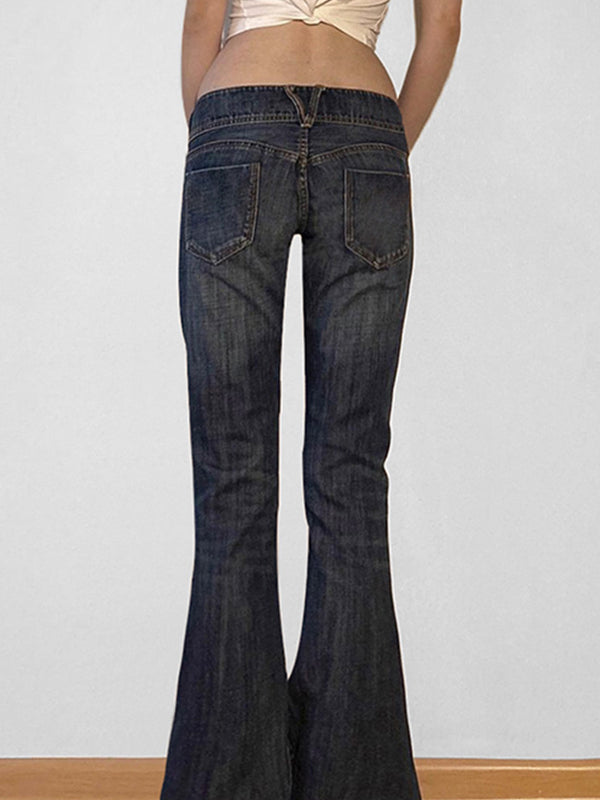 Blue Y2k Low Rise Slim Flare Jeans