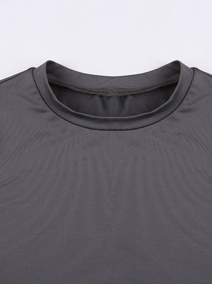 JY Grijs klassiek T-shirt met ronde hals en korte mouwen