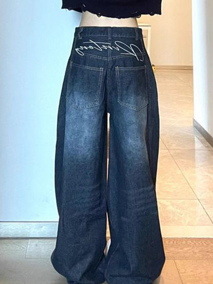 Blue Vintage Straight Boyfriend Jeans