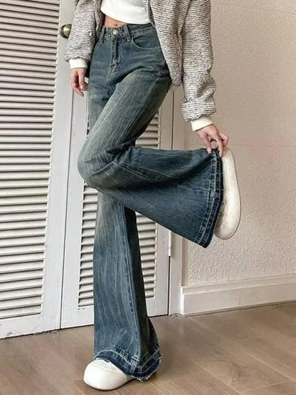 Blauwe Vintage High Rise Flare Jeans