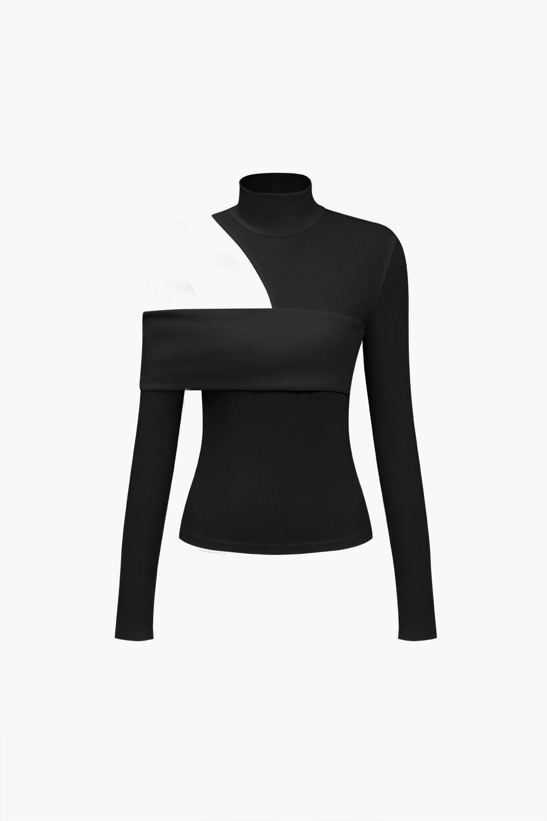 Solid Color Asymmetrical Long-Sleeve Top