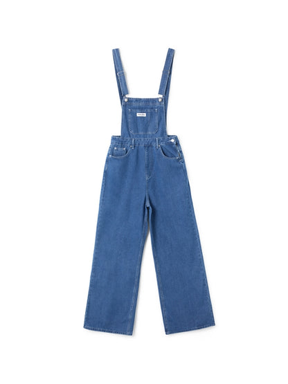 Blue Vintage Washed Effect Boyfriend Denim Overalls