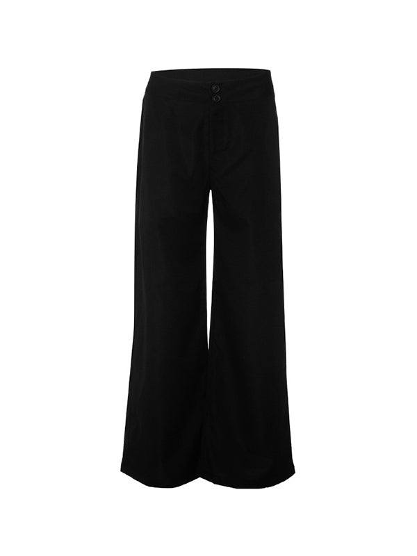 Zwarte vintage flare broek met hoge taille en rechte pijpen